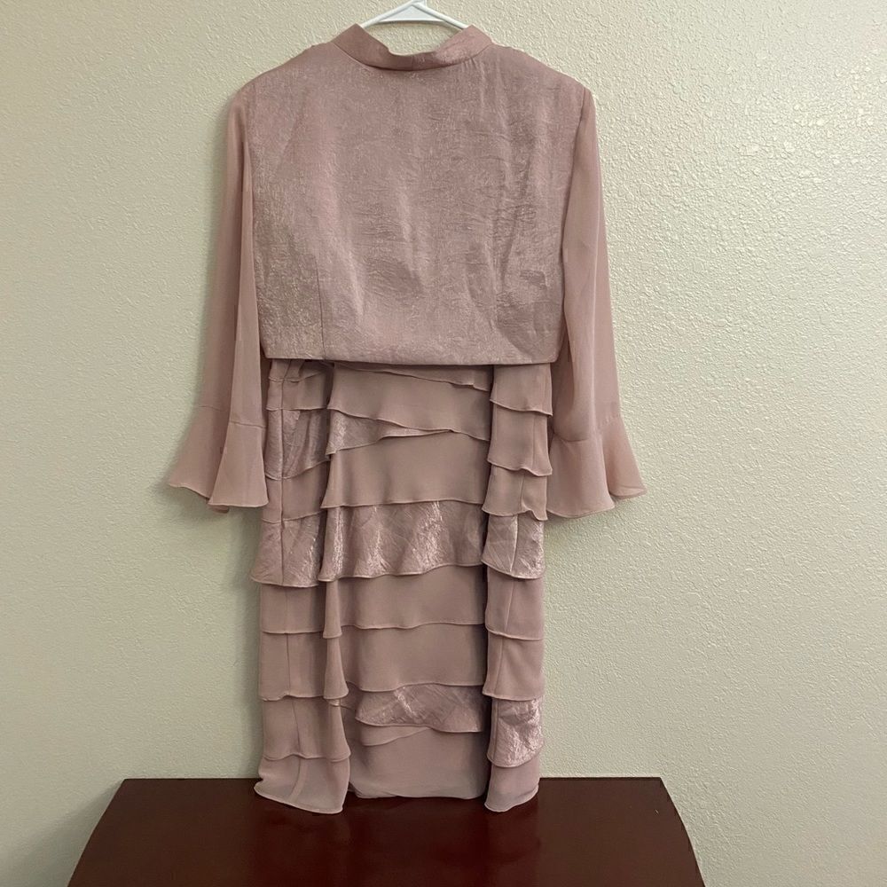 Pink Rhinestone Ruffle Mini Party Dress worn once to a wedding! Size 12 - Picture 5 of 9